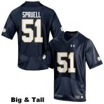 Notre Dame Fighting Irish Men's Devyn Spruell #51 Navy Blue Under Armour Authentic Stitched Big & Tall College NCAA Football Jersey ELV8599ZH